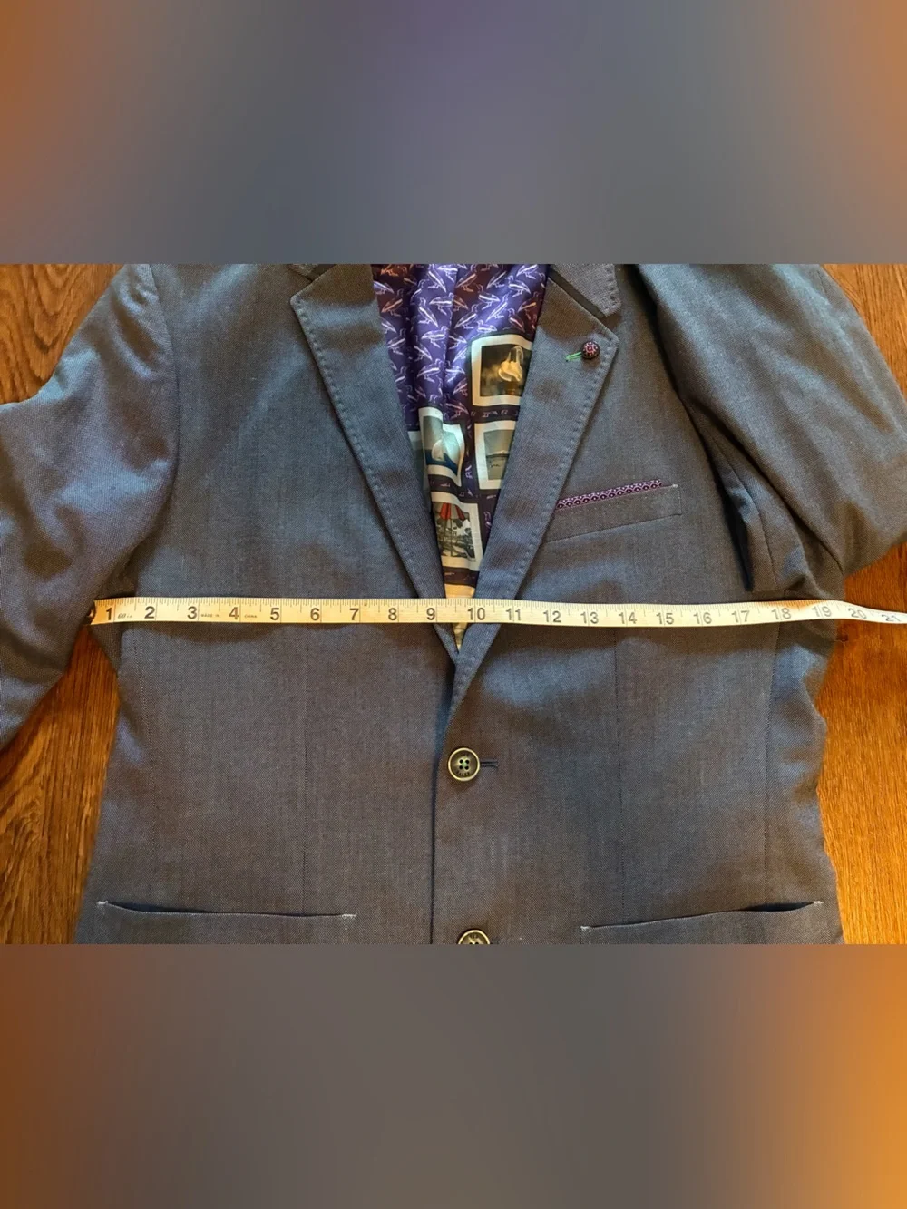 Ted Baker Blue Blazer w/ Purple Detailing & Green Stitching - US Size M